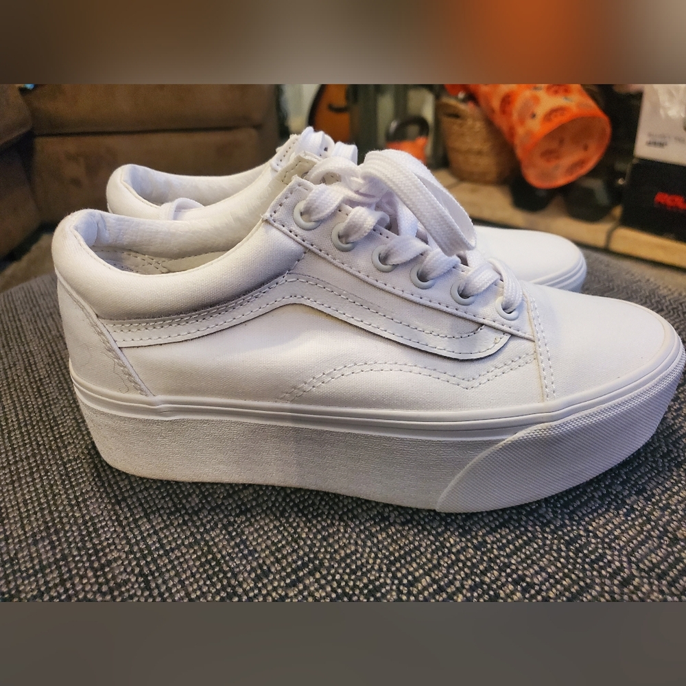 Vans White Platform Sneakers
